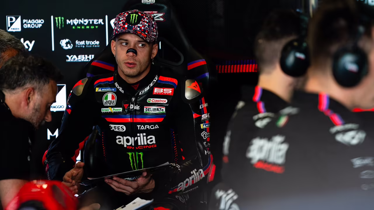 Marco Bezzecchi, 2026 MotoGP British Grand Prix, pit box. Credit: Tony Goldsmith. © Tony Goldsmith