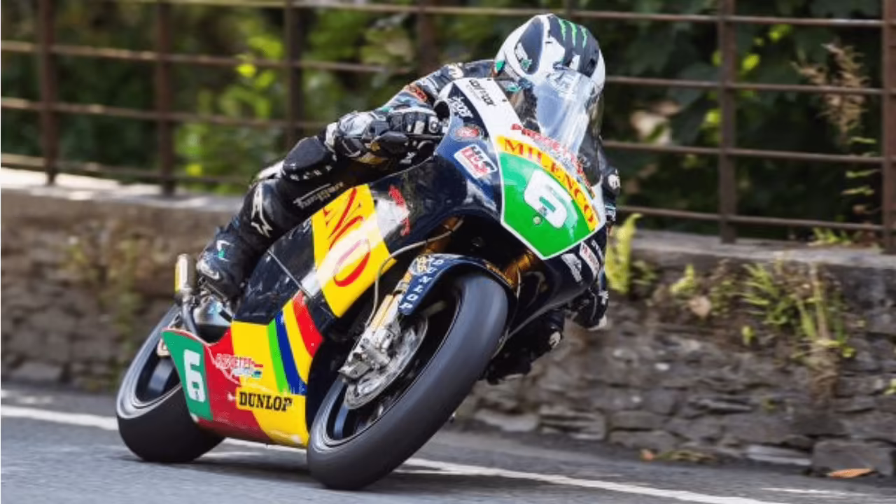 Michael Dunlop riding the Milenco by Padgetts machine. Credit: Isle of Man TT.