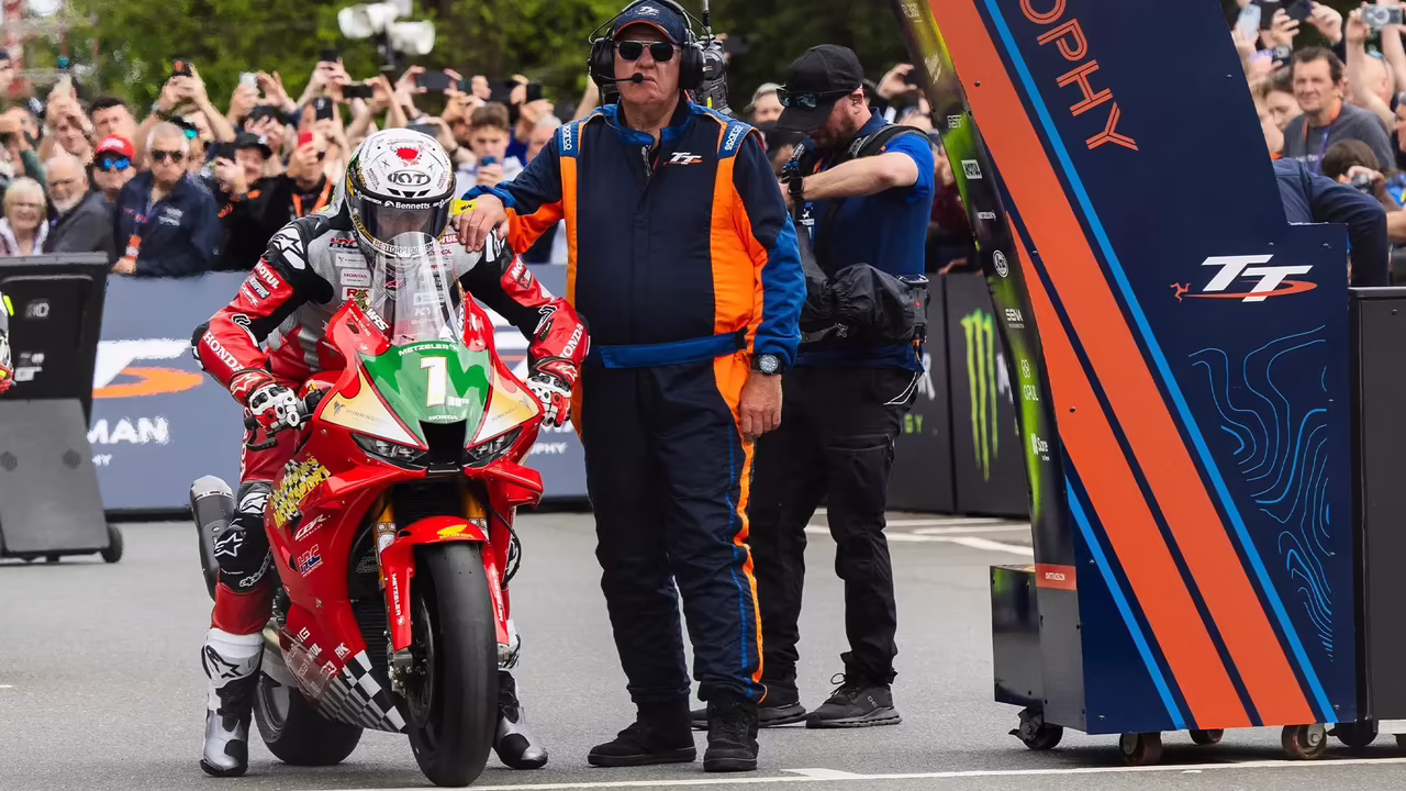 John McGuinness at the TT start line. Credit: Isle of Man TT.