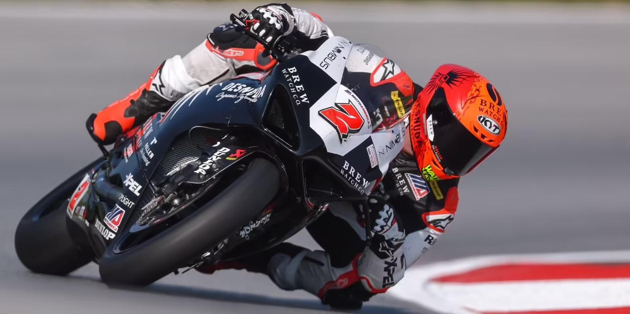 Джош Херрин на Ducati Panigale V2 в квалификации Supersport MotoAmerica на трассе VIR