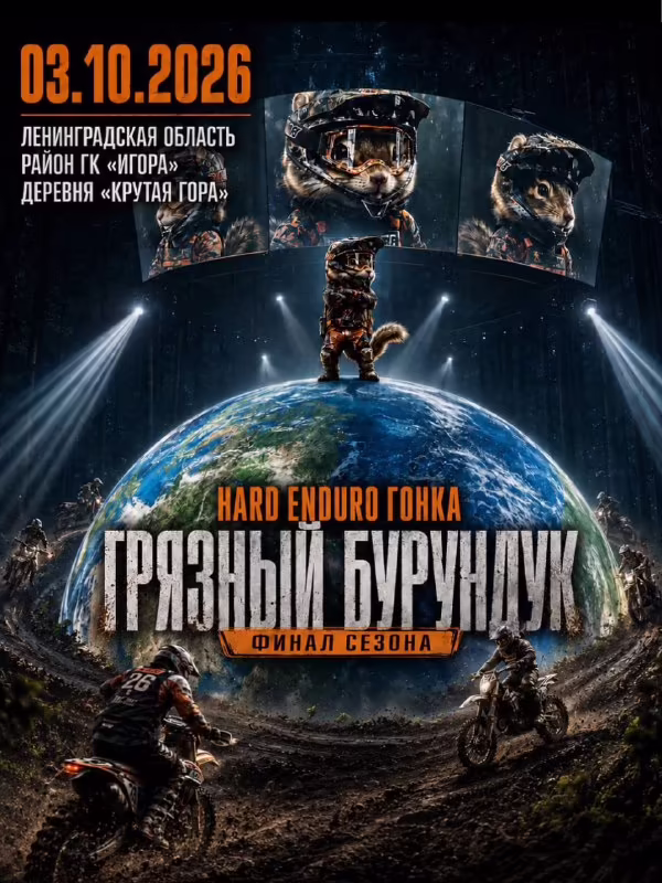 Заезд серии «Грязный бурундук» на лесном полигоне