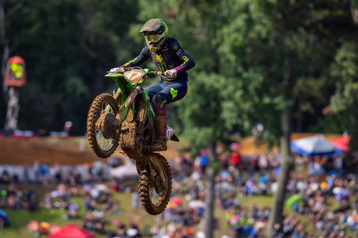 In a season defined by his resiliency, Monster Energy Pro Circuit Kawasaki’s Levi Kitchen will need to dig deep and leave it all on the racetrack at Ironman Raceway. Photo courtesy MX Sports Pro Racin