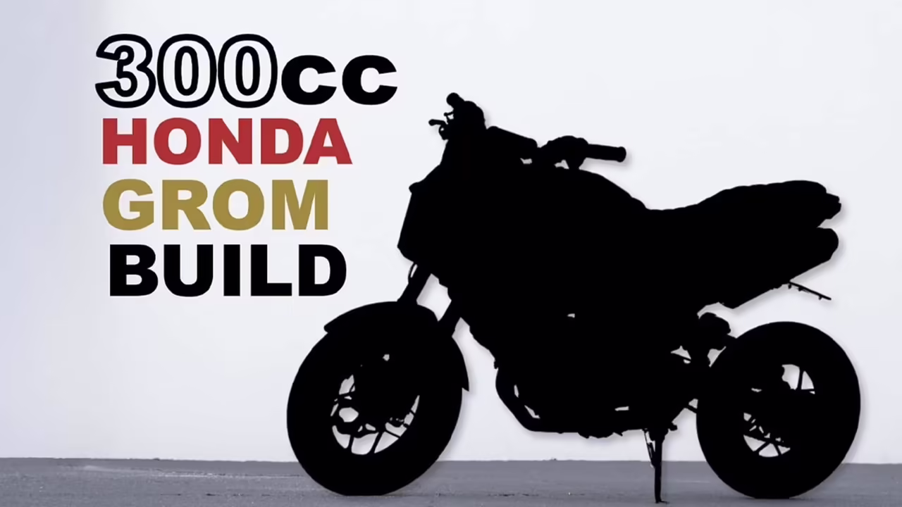 Honda Grom в мастерской Steady Garage во время установки двигателя от Honda CBR300