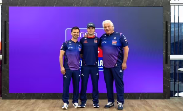 From left to right with, Gino Borsoi, Izan Guevara and Paolo Campinoti. Photo courtesy Prima Pramac Yamaha.