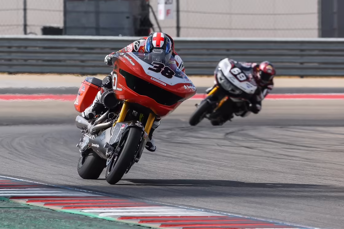 Bradley Smith (#38) took the win in Bagger Race 2 over Hayden Gillim (#69). Photo by Brian J. Nelson.