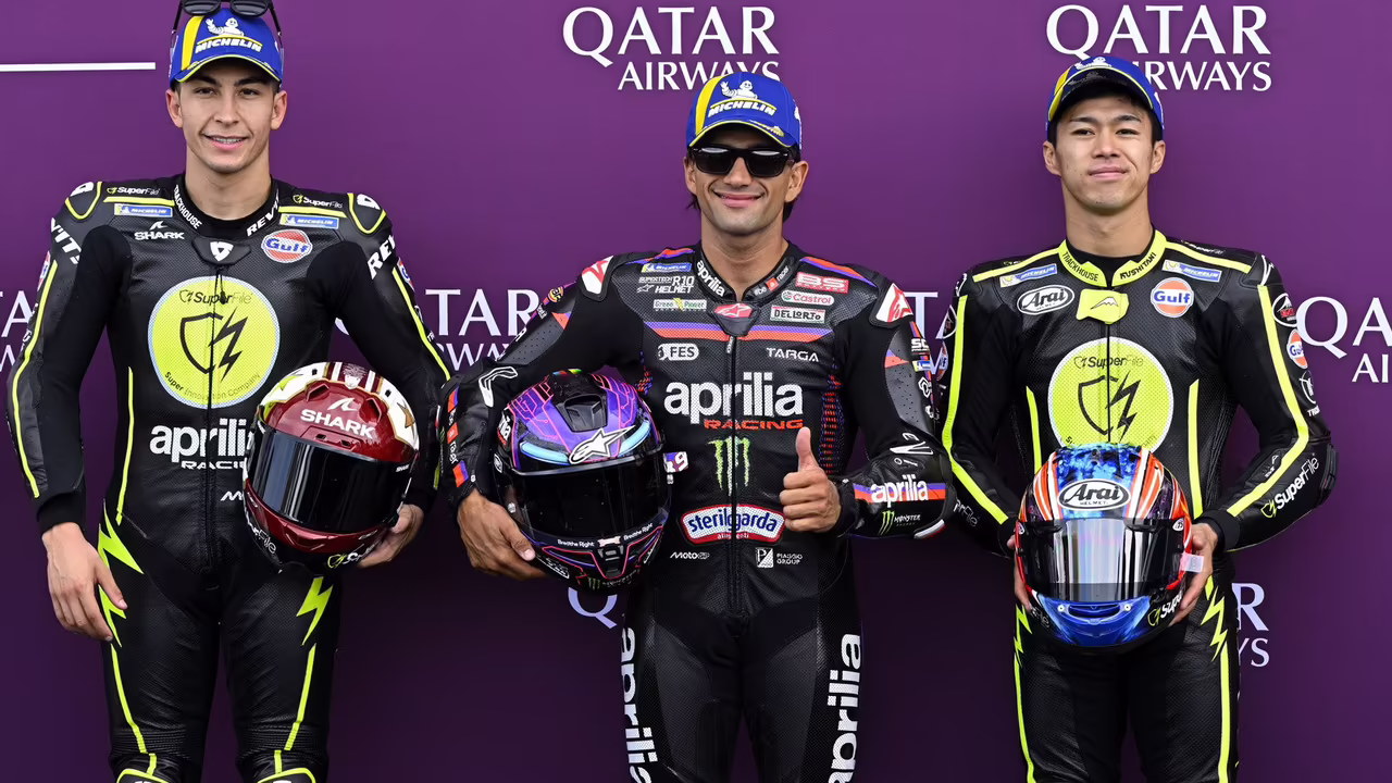 Хорхе Мартин на Aprilia RS-GP выигрывает квалификацию MotoGP в Сильверстоуне