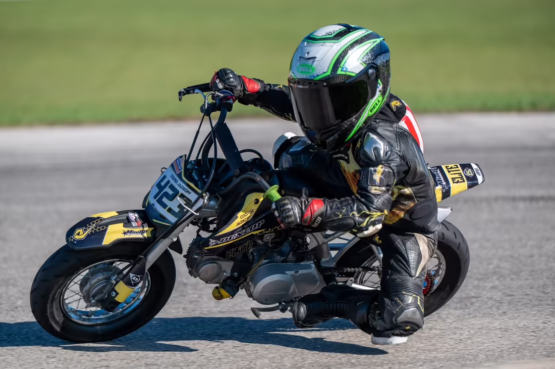 Cooper Jazikoff (#423) put everything on the line for a win in the final race, and it netted him the 2026 Stock 50 title. Photo by Shots by AMD.