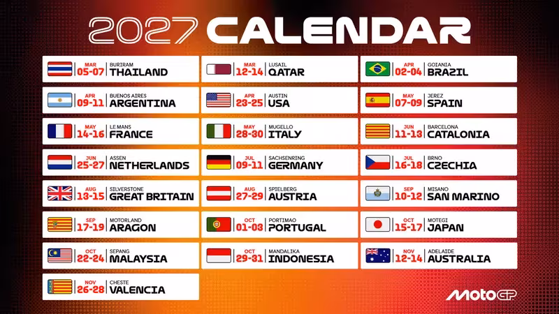 i 22 appuntamenti della stagione 2027