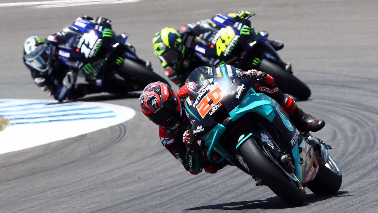 Fabio Quartararo, Valentino Rossi, Maverick Vinales, 2026 Spanish MotoGP. © Gold and Goose