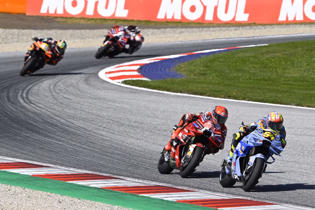 Fermin Aldeguer leads Marc Marquez, 2026 MotoGP Austrian Grand Prix. Credit: Gold and Goose. © Gold & Goose