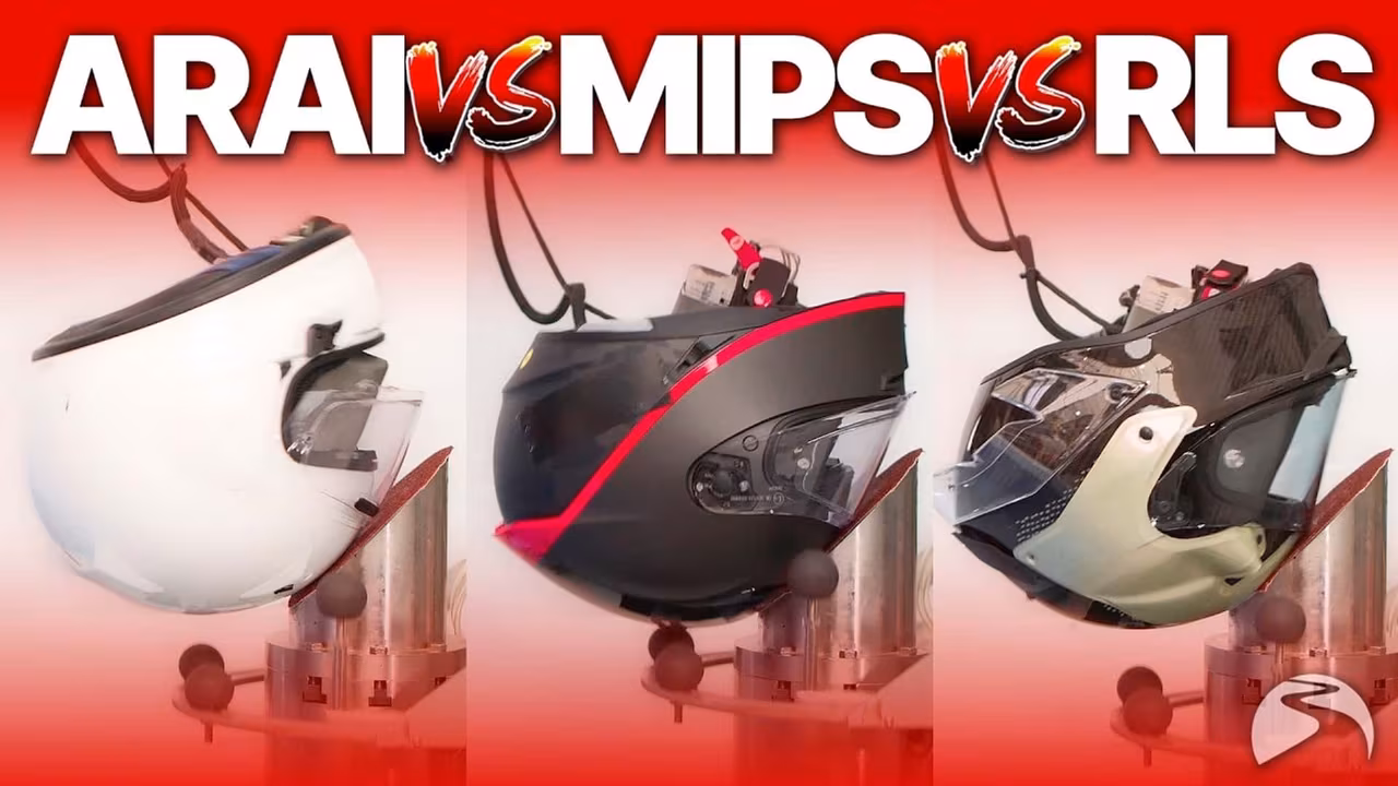 Шлем AGV Pista GP R3 с внешним слоем защиты RLS во время испытания на косой удар