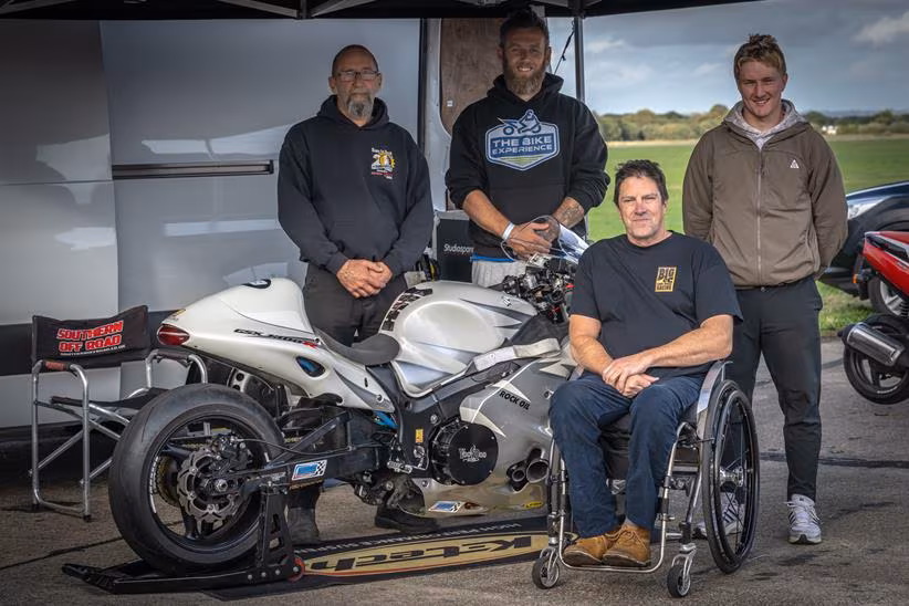 Talan Skeels-Piggins next to his turbocharged Suzuki Hayabusa. Credit: John Bearby Images